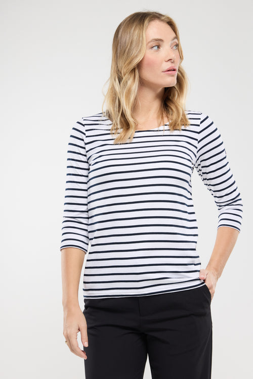 3/4 sleeve Breton striped shirt - light cotton - Armor-lux - 1