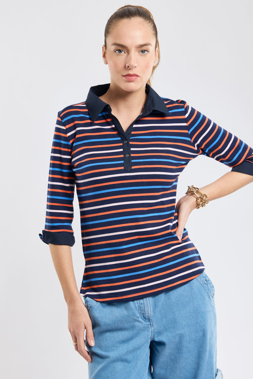 Polo rayé 4 couleurs - coton épais - Armor-lux - 1