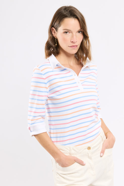 Polo rayé 4 couleurs - coton épais - Armor-lux - 1