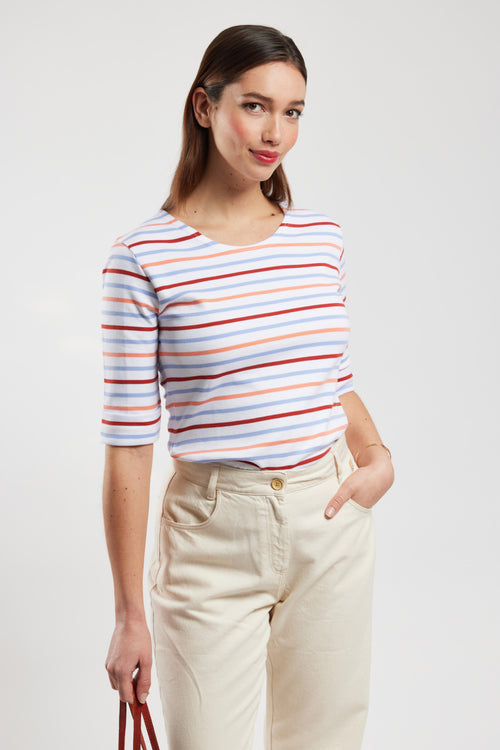 Three-colour Breton striped shirt - heavy cotton - Armor-lux - 1