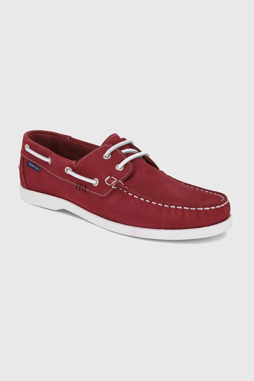 Chaussures bateau Frehel rouge - cuir - Armor-lux - 1