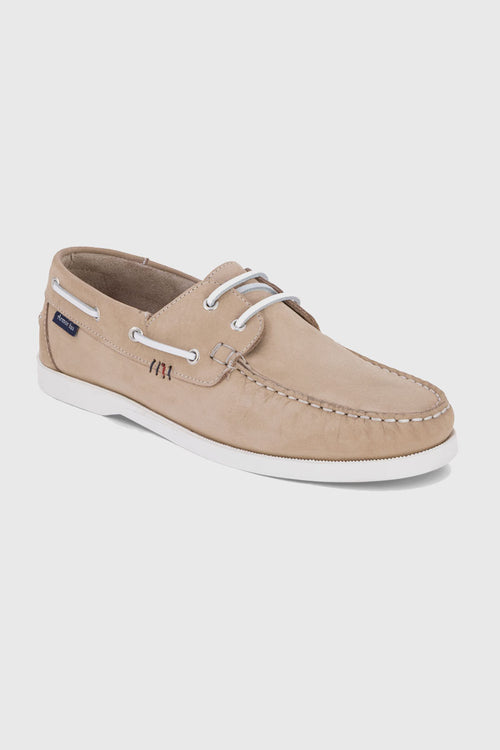 Chaussures bateau Frehel beige - cuir - Armor-lux - 1