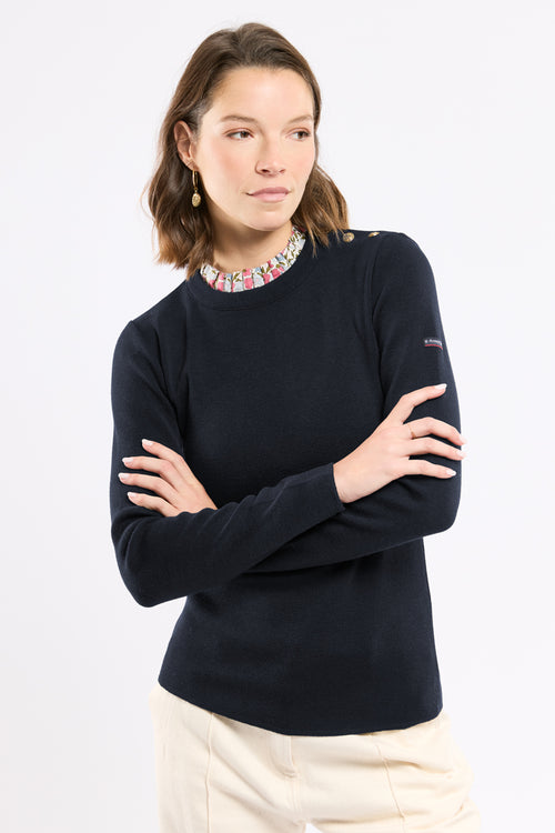 Pull marin col fleuri - laine mérinos - Armor-lux - 1
