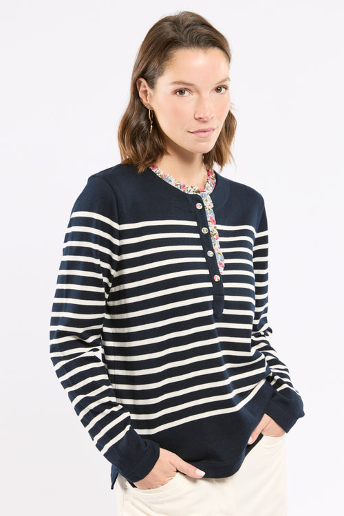 Marinière col fleuri - coton rustique - Armor-lux - 4