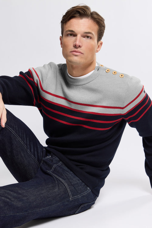 Pull rayé avec coudières - laine - Armor-lux - 1