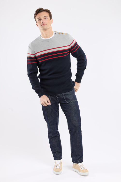 Pull rayé avec coudières - laine - Armor-lux - 3