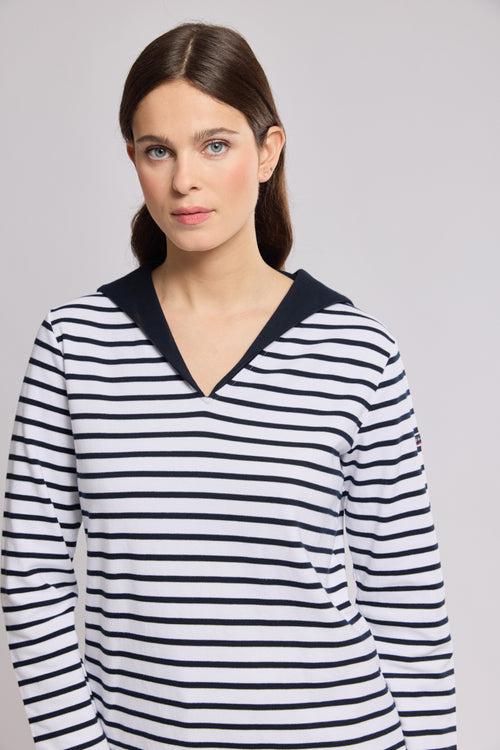 Breton striped shirt with sailor collar - thick cotton - Armor-lux - 2