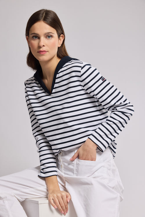 Breton striped shirt with sailor collar - thick cotton - Armor-lux - 4