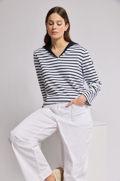 Breton striped shirt with sailor collar - thick cotton - Armor-lux - 6