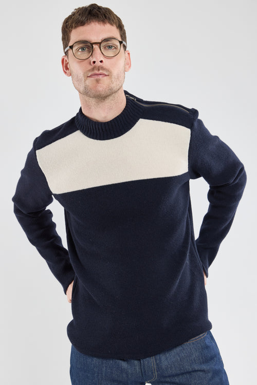 Matrosenpullover mit Reißverschluss – Wolle und Polyamid - Armor-lux - 1
