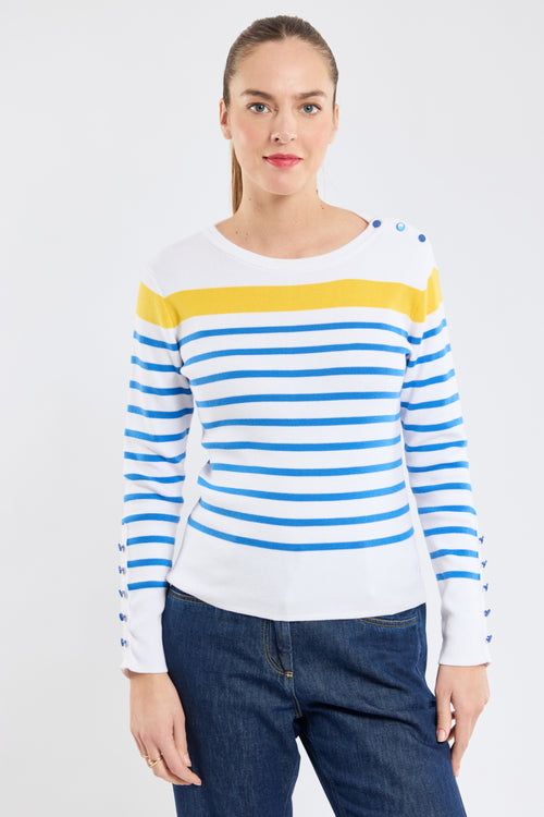 Pull marin manches boutonnées - coton - Armor-lux - 1