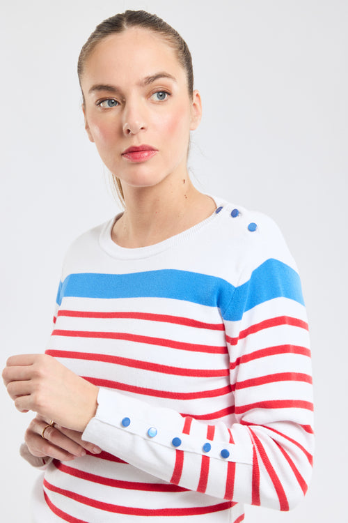 Pull marin manches boutonnées - coton - Armor-lux - 1