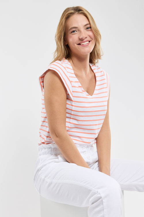 Débardeur rayé col V - coton léger - Armor-lux - 1