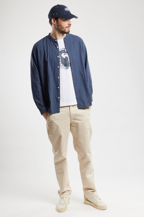 Mandarin collar shirt - cotton and linen - Armor-lux - 3