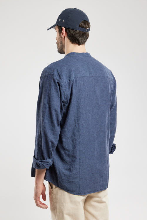 Mandarin collar shirt - cotton and linen - Armor-lux - 4