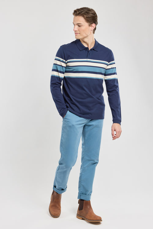 Gestreiftes Poloshirt mit langen Ärmeln – schwere Baumwolle - Armor-lux - 1