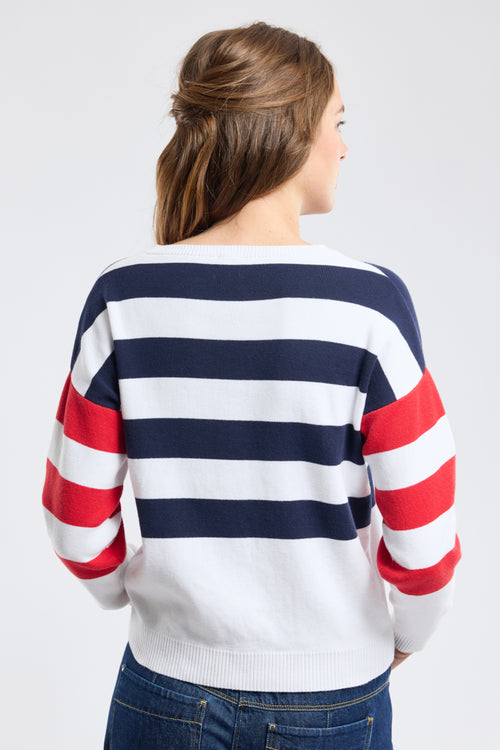 Gestreifter Pullover mit V-Ausschnitt – Baumwolle - Armor-lux - 3