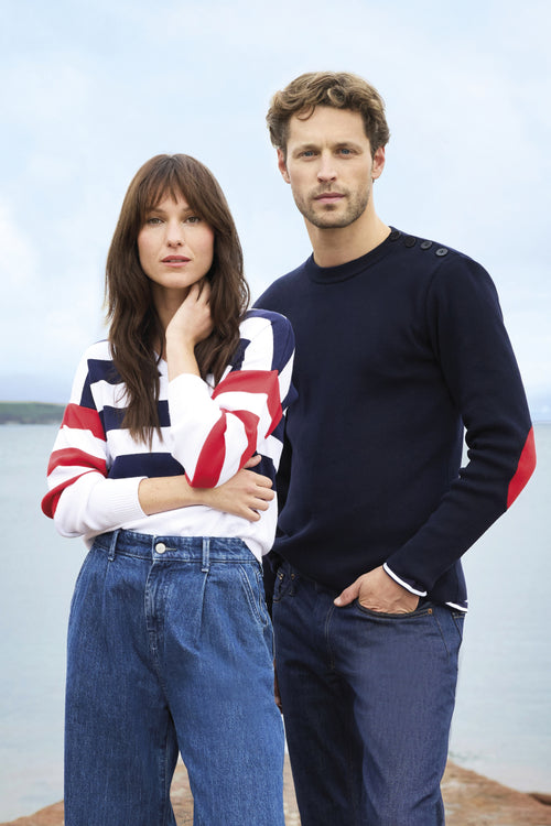 Gestreifter Pullover mit V-Ausschnitt – Baumwolle - Armor-lux - 6