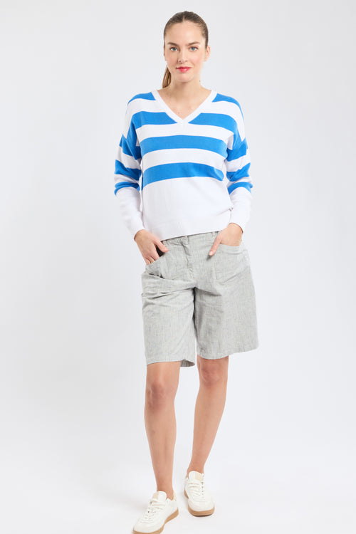 Gestreifter Pullover mit V-Ausschnitt – Baumwolle - Armor-lux - 4