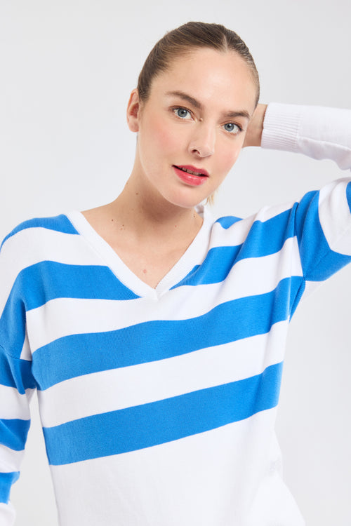 Striped V-neck jumper — cotton - Armor-lux - 2