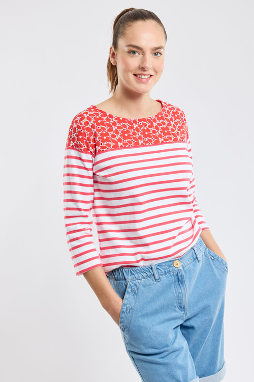 Marinière fleurie - coton - Armor-lux - 1