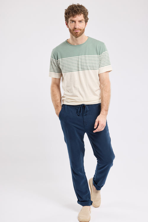 Trousers with elasticated waist - cotton and linen - Armor-lux - 1