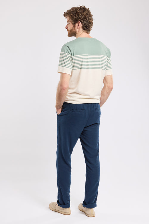 Trousers with elasticated waist - cotton and linen - Armor-lux - 2