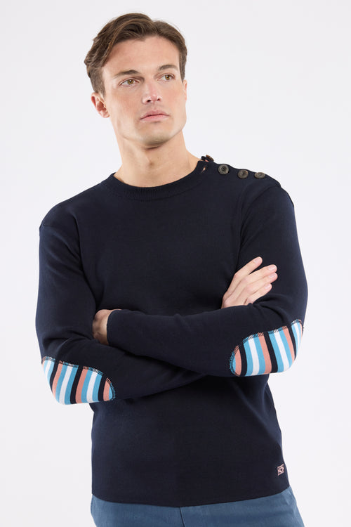 Pullover mit gestreiften Ellbogenschützern – Baumwolle - Armor-lux - 1
