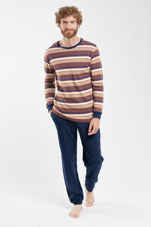 Gestreifter Pyjama im Jogging-Stil – dicke Baumwolle - Armor-lux - 1