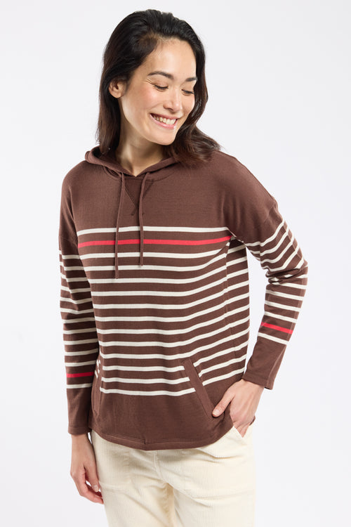 Sweat rayé à capuche - coton rustique - Armor-lux - 1