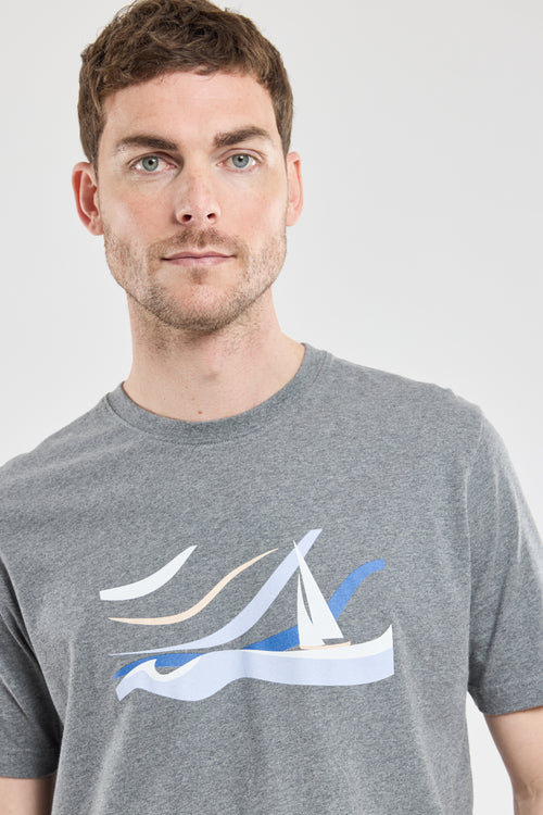 T-shirt Voilier et vagues - coton léger - Armor-lux - 1