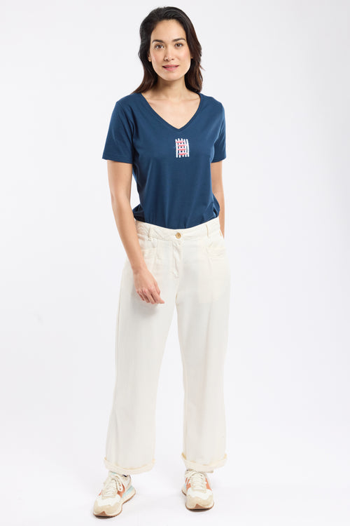 T-shirt col V poissons - coton léger - Armor-lux - 3