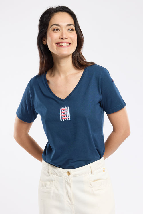 T-Shirt mit V-Ausschnitt „Fische” – leichte Baumwolle - Armor-lux - 1