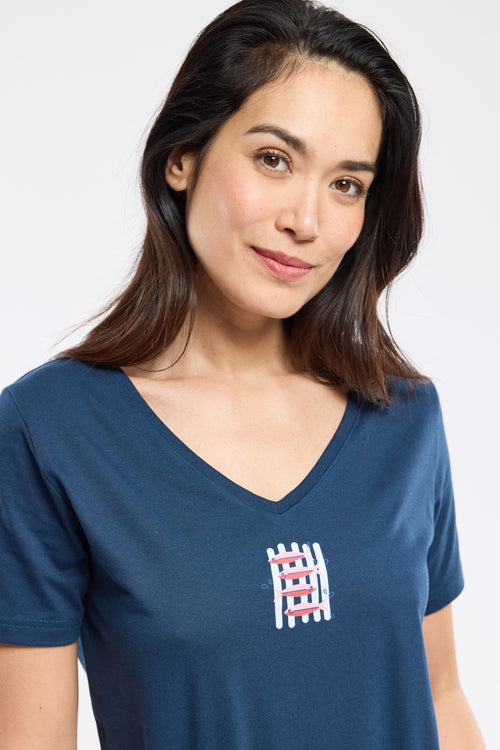 T-shirt col V poissons - coton léger - Armor-lux - 2