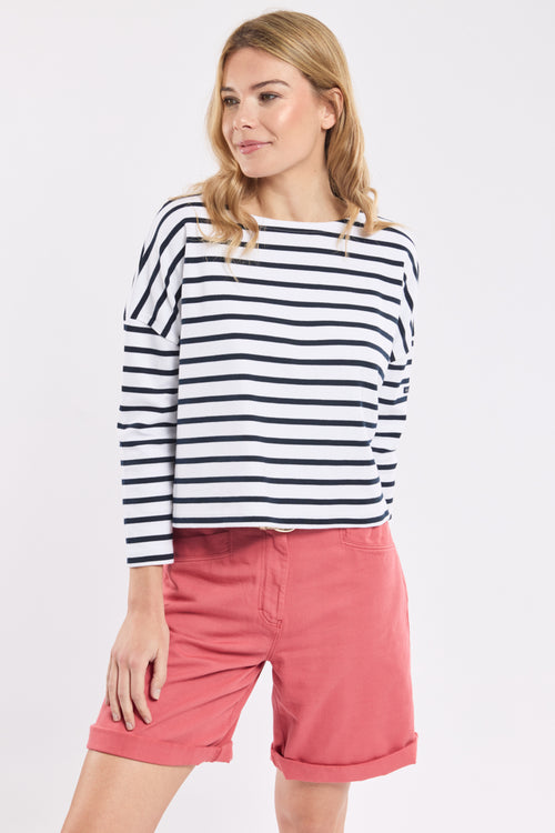 Cropped interlock Breton shirt - cotton - Armor-lux - 3