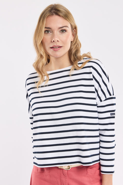 Cropped interlock Breton shirt - cotton - Armor-lux - 1