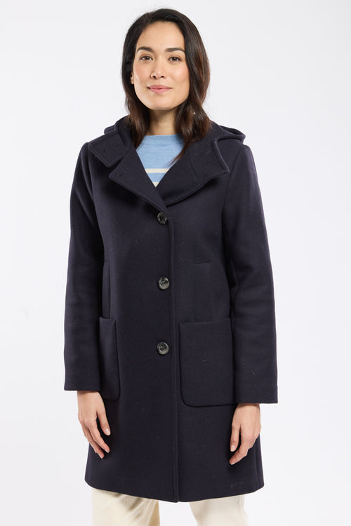 Manteau boutonné à capuche - drap de laine - Armor-lux - 1