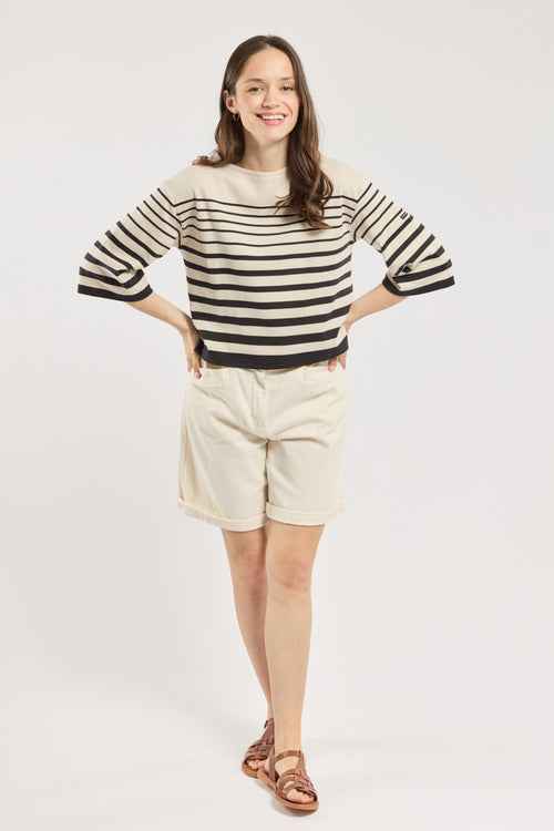 Marinière manches 3/4 - coton épais - Armor-lux - 3