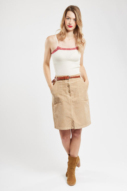 Camisole with lace trim - wool and silk - Armor-lux - 2