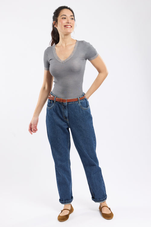 T-Shirt mit V-Ausschnitt – Wolle und Seide - Armor-lux - 3