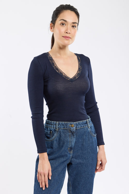 Long-sleeved T-shirt - wool and silk - Armor-lux - 1