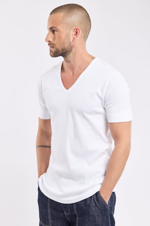 T-Shirt mit V-Ausschnitt – dicke Baumwolle - Armor-lux - 1