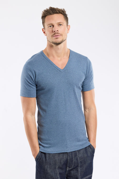T-Shirt mit V-Ausschnitt – dicke Baumwolle - Armor-lux - 1