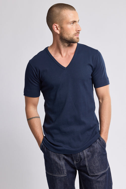 T-Shirt mit V-Ausschnitt – dicke Baumwolle - Armor-lux - 1