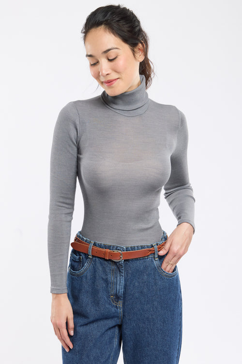 Polo neck T-shirt – wool and silk - Armor-lux - 1