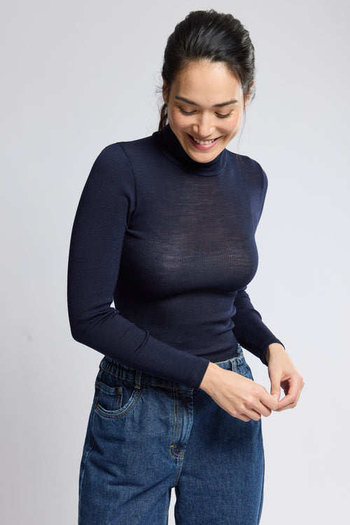 Polo neck T-shirt – wool and silk - Armor-lux - 1