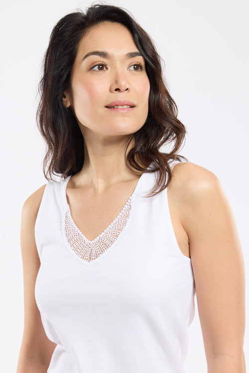 Lace collar vest top - combed cotton - Armor-lux - 2