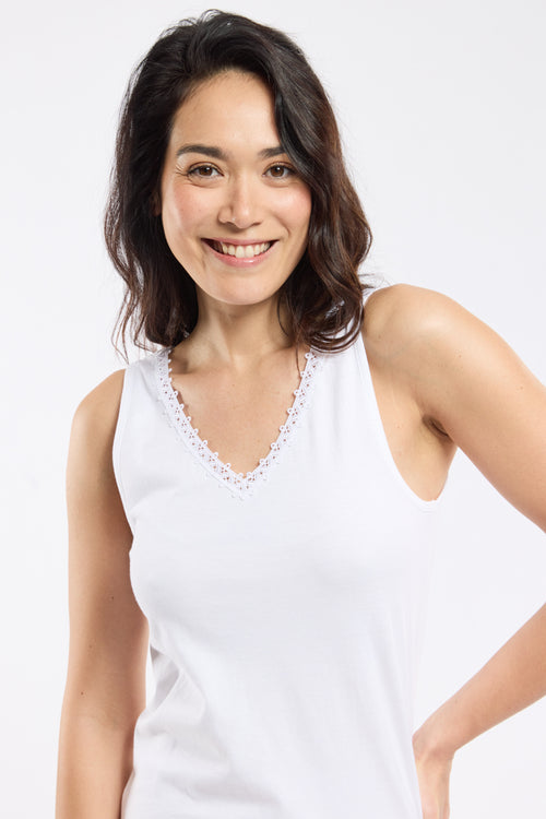 Lace collar tank top - combed cotton - Armor-lux - 2