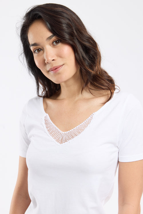 T-shirt with lace collar - combed cotton - Armor-lux - 2