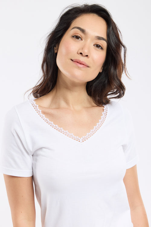 T-shirt col dentelle - coton peigné - Armor-lux - 2